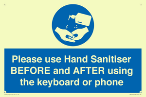 Please use Hand Sanitiser BEFORE and AFTER using the keyboard or phone